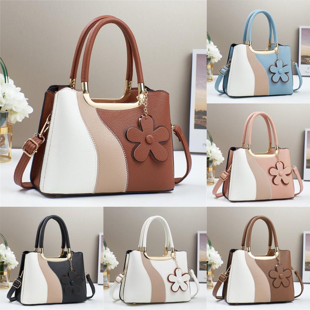 Сумка из искусственной кожи с цветными блоками и карманами на молнии для повседневного использования