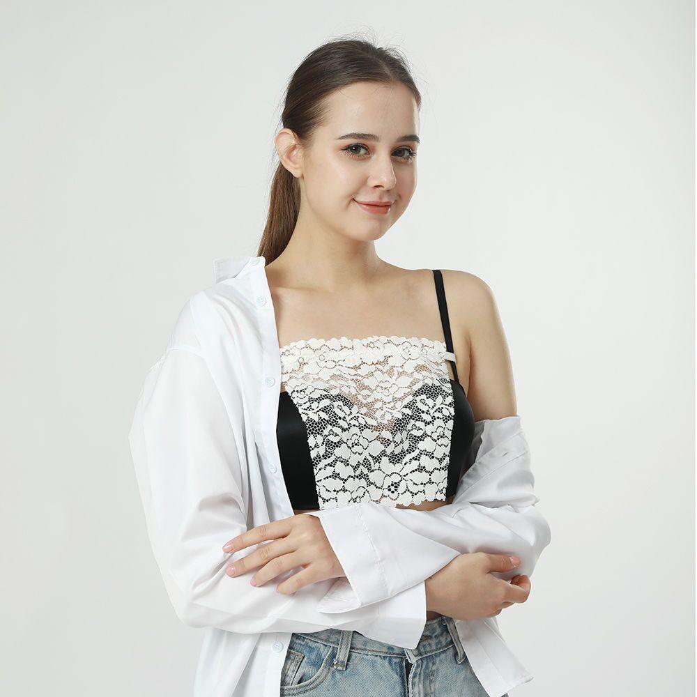 Women Quick Easy Clip-on Lace Fragment Camisole Bra Insert Wrapped Chest Tube Tops Fake Collar For Women's Low Cut Clothing