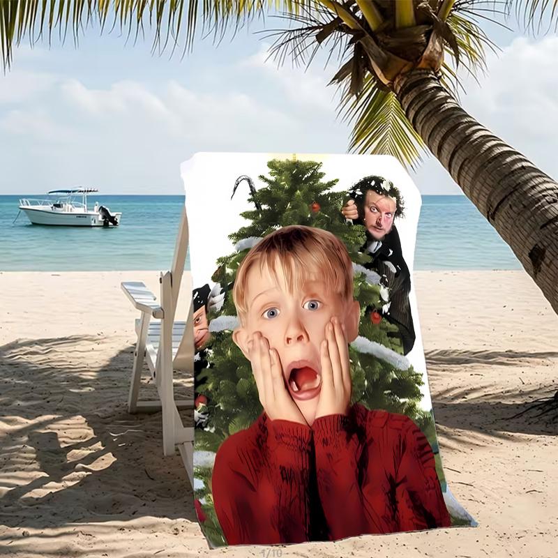 Beach Towel with Home Alone Pattern - soft,absorbent,machine washable Lightweight&Modern,swimming,Travel Essentials