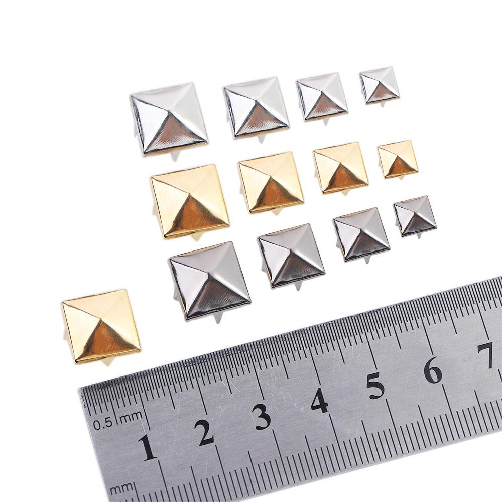 Золотые шипы, заклепки, серебряные, качественные, для шляпы, сумки, одежды, металлические, для рукоделия, швейные принадлежности, декор, квадратные заклепки