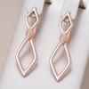 Блестящие серьги-ромбы для женщин, тренд, цвет розового золота, аксессуары с натуральным цирконом, повседневные изящные украшения