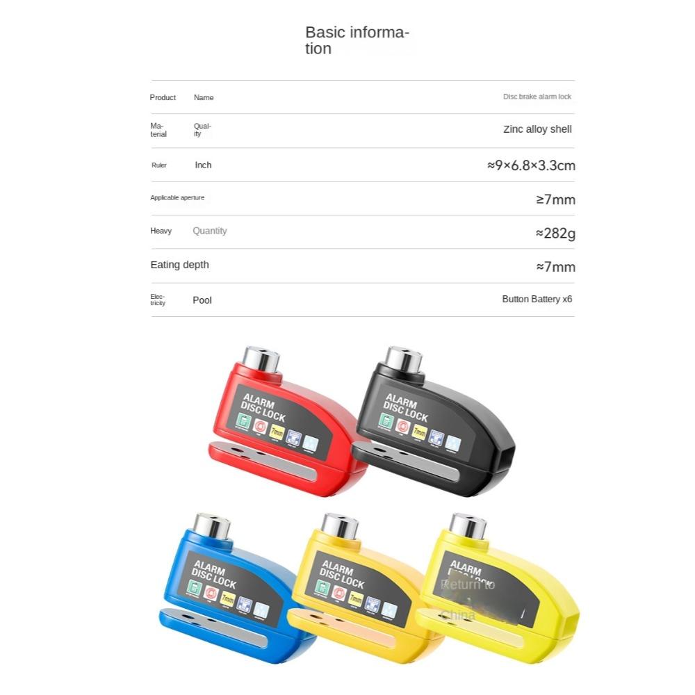 Безопасность Противоугонный велосипедный мотоциклетный дисковый тормозной замок с сигнализацией Алюминиевый сплав Безопасность Велосипедные замки для электровелосипеда скутера