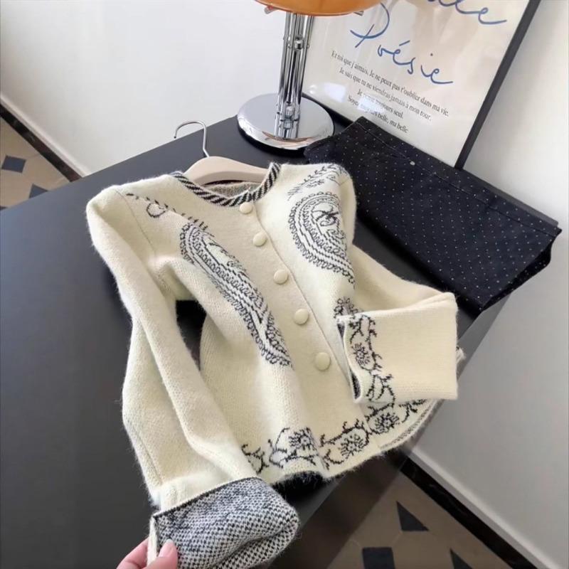 Women S Long Sleeve Knit Cardigan With Embroidery Vintage Sweater