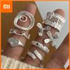 Xiaomi 925 Sterling Silver Rings for Women Couple Minimalist Handmade Simple Flower Heart Ring Fine Jewelry Gift Prevent Allergy