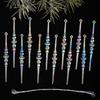 12Pcs Transparent Xmas Tree Hanging Pendant Twisted Design Ice Strip Pendants  Christmas