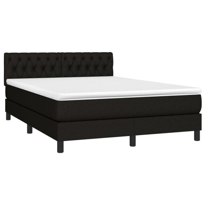Maison Exclusive - Sommier à lattes de lit avec matelas LED Noir 140x190 cm Tissu