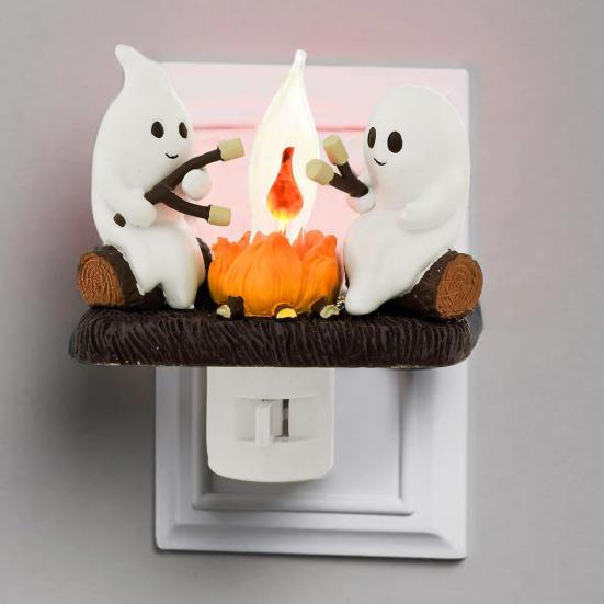 Призрачный костер Ночник Хэллоуин Ночники 3D Светодиодный призрак Мерцающий ночник для спальни Внутренние украшения