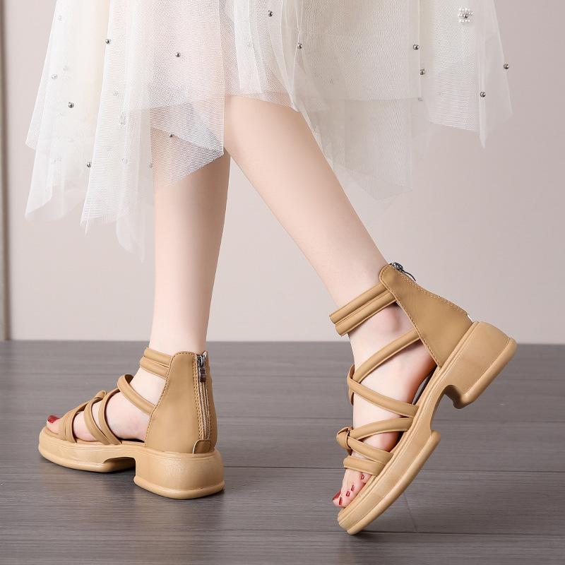 Jane Marie Shoes Сандалии Женские 2025 Весна/Лето Новая Мода Перекрестный Ремешок Нишевый Дизайн Платформа Римские Сандалии Дети