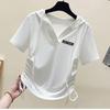 Fashion Versatile Hooded Short-sleeved T-shirt Women's Korean Version Casual Pullover Summer Loose Versatile T-shirt