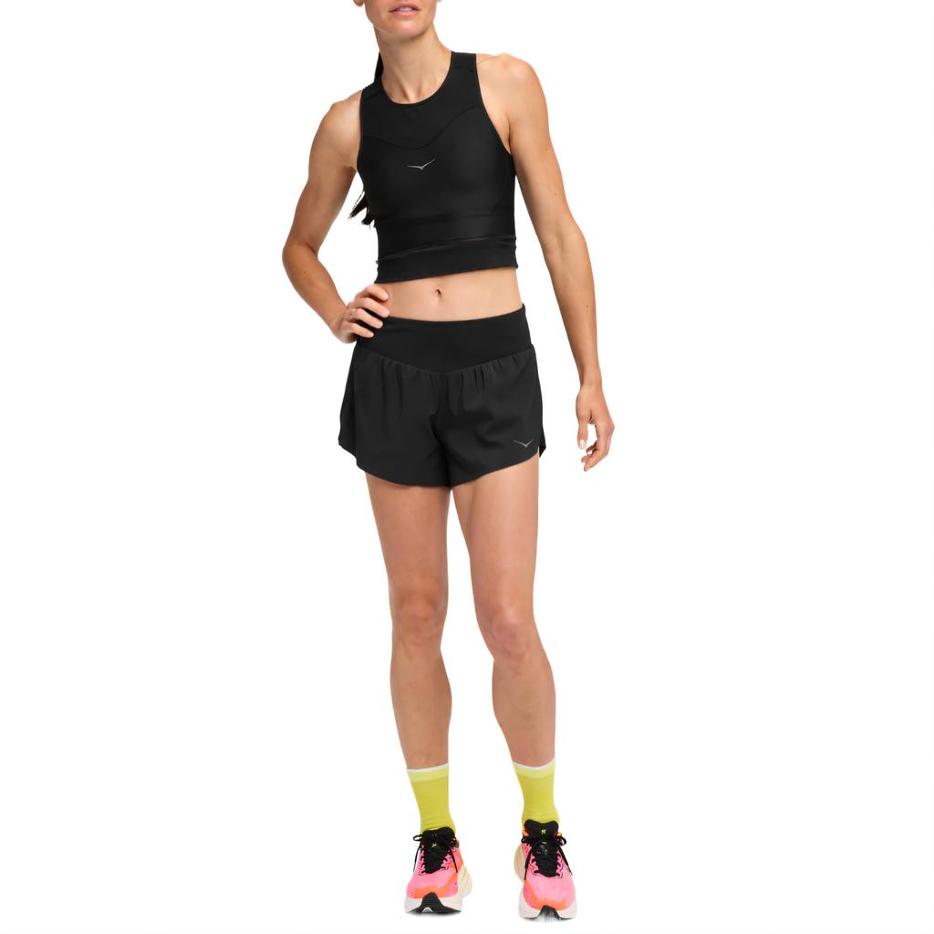 HOKA One One Glide 4 Эластичные Однотонные Спортивные Шорты для Сухой Погоды Женские шорты 1176974-BLK