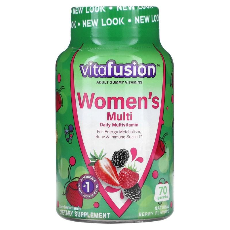 Витамины Vitafusion для взрослых женщин, поддержка энергетического обмена и костей, со вкусом ягод, жевательные таблетки, 70 шт., 1 упаковка