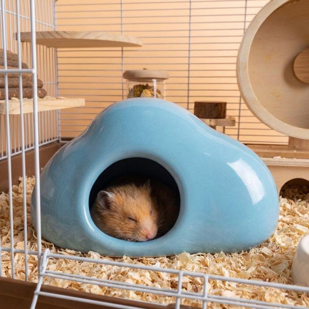 Non-Slip Ceramic Hamster Nest Smooth Surface Hamster Cooling House Summer Cooling