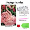 Pearl painting kit features 5D pink flamingo mosaic art style for home wall decoration.