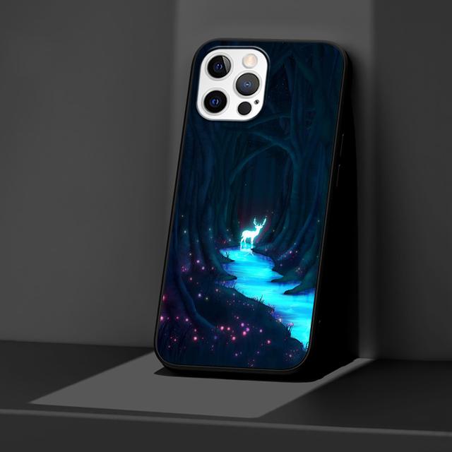 Черный чехол для Iphone 14 11 13 Pro Max 12 Mini Xr 7 8 Plus Se 2020 Xs 6 6s + чехол, мягкая сумка для мобильного телефона, чехол с изображением оленя, художественный постер