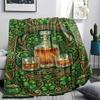 1Pc St.Patrick's Day Print Flannel Blanket, High quality Comfortable for All Seasons, Home Decor, Warmth and Comfort, Perfect for Christmas Gifts W73
