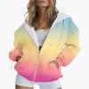 Autumn New Gradient Print Casual Long-sleeved Zipper Hoodie Sweatshirt Women's Fashionable Loose Casual Top