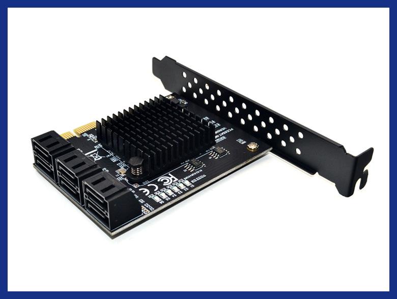 Карта расширения PCI-E на SATA 3.0, 4-портовый/6-портовый адаптер 6 Гбит/с для IPFS и Chia с чипом 88SE9215.