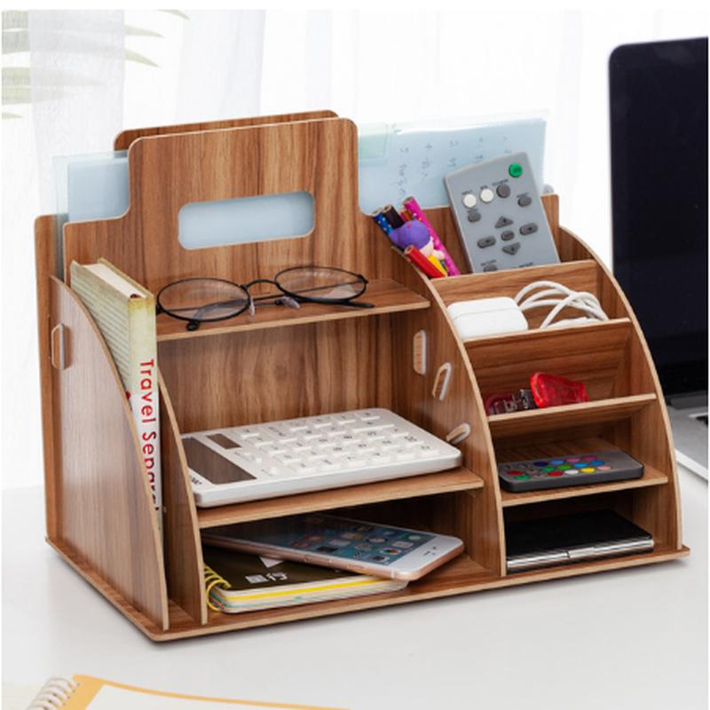 Деревянный органайзер для стола, офисное бюро, держатель для ручек, деревянный сортировщик с ящиком, органайзер для ручек и карандашей, книжная полка ZM902