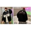 Womens Oversized Streetwear Embroidered Baseball Jacket Hip Hop Loose Fit Moto Style
