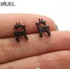 SMJEL Minimalist Silver Color Deer Horn Earrings Women Christmas Jewelry Cute Elk Antler Ear Studs Unique Tree Branch Earings