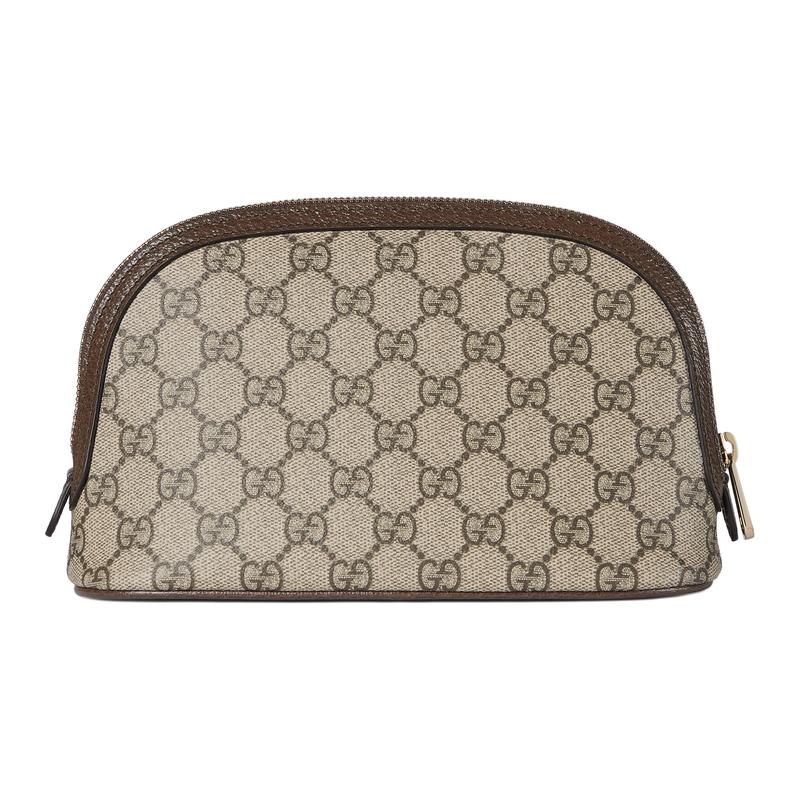 Gucci Ophidia GG Монограмма Дизайн Ткань с покрытием Косметичка Маленькая Женская Бежевый и Коричневый