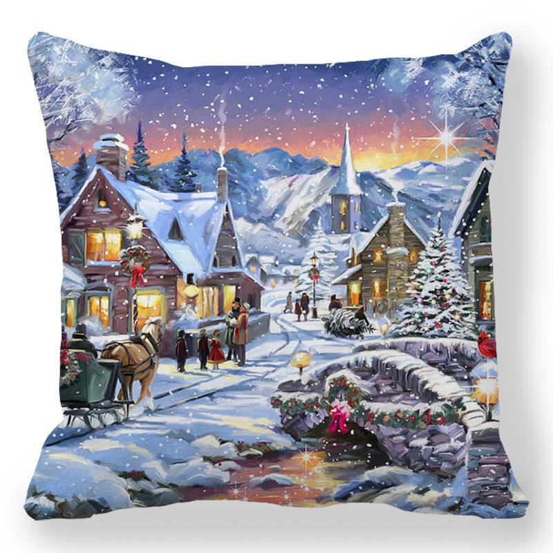 45X45CM Рождественские наволочки Чехлы для подушек Украшение Веселые рождественские украшения для дома Санта-Лось Диван Украшения Чехлы для подушек Navidad
