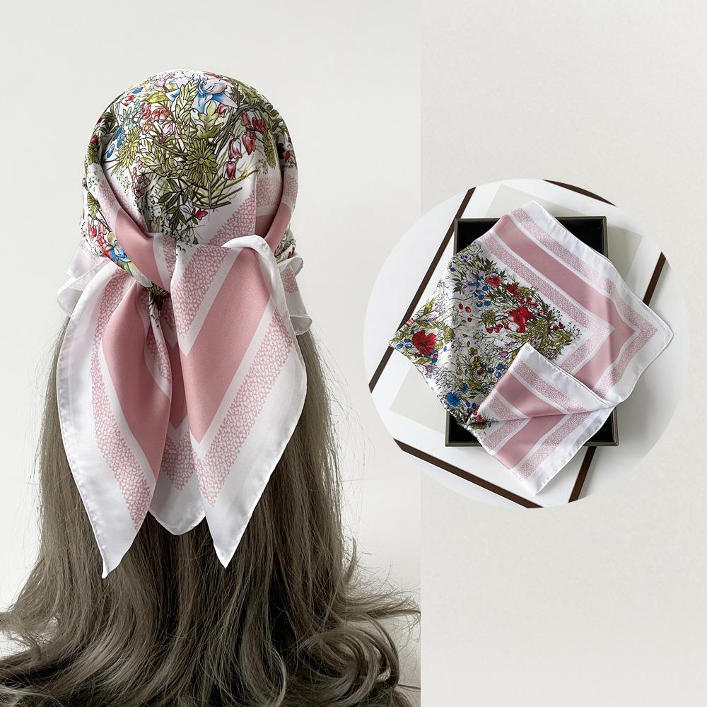 Весенне-летний атласный длинный шарф для женщин, солнцезащитная шаль, модный атласный длинный шарф для красоты, универсальный дорожный шарф