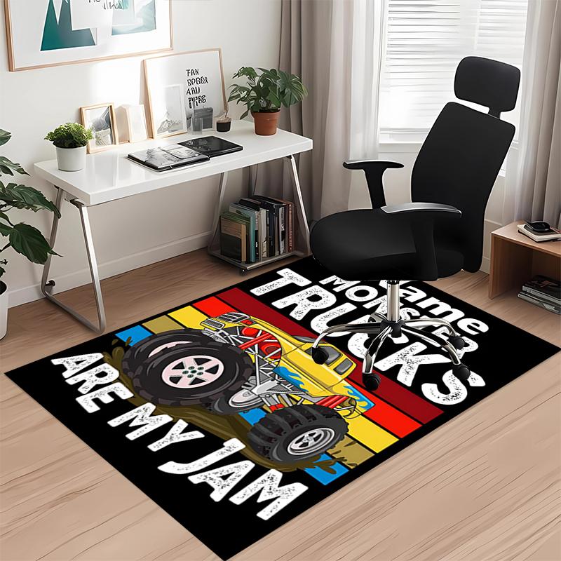 Custom Name Truck Printed Carpet, for Office Chair Living Room Bedroom Kitchen Room Decor Gifts.