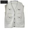 Diagram 22 White Cotton X Nylon 4-Pocket Gold Button Pile Vest Best 36 IvoryUsed