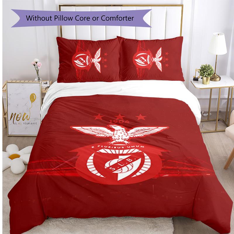Benfica Pattern Printed 3PCS Bedding Set Soft Skin-Friendly Washable Duvet Cover & Pillowcases Set All Season Bedroom
