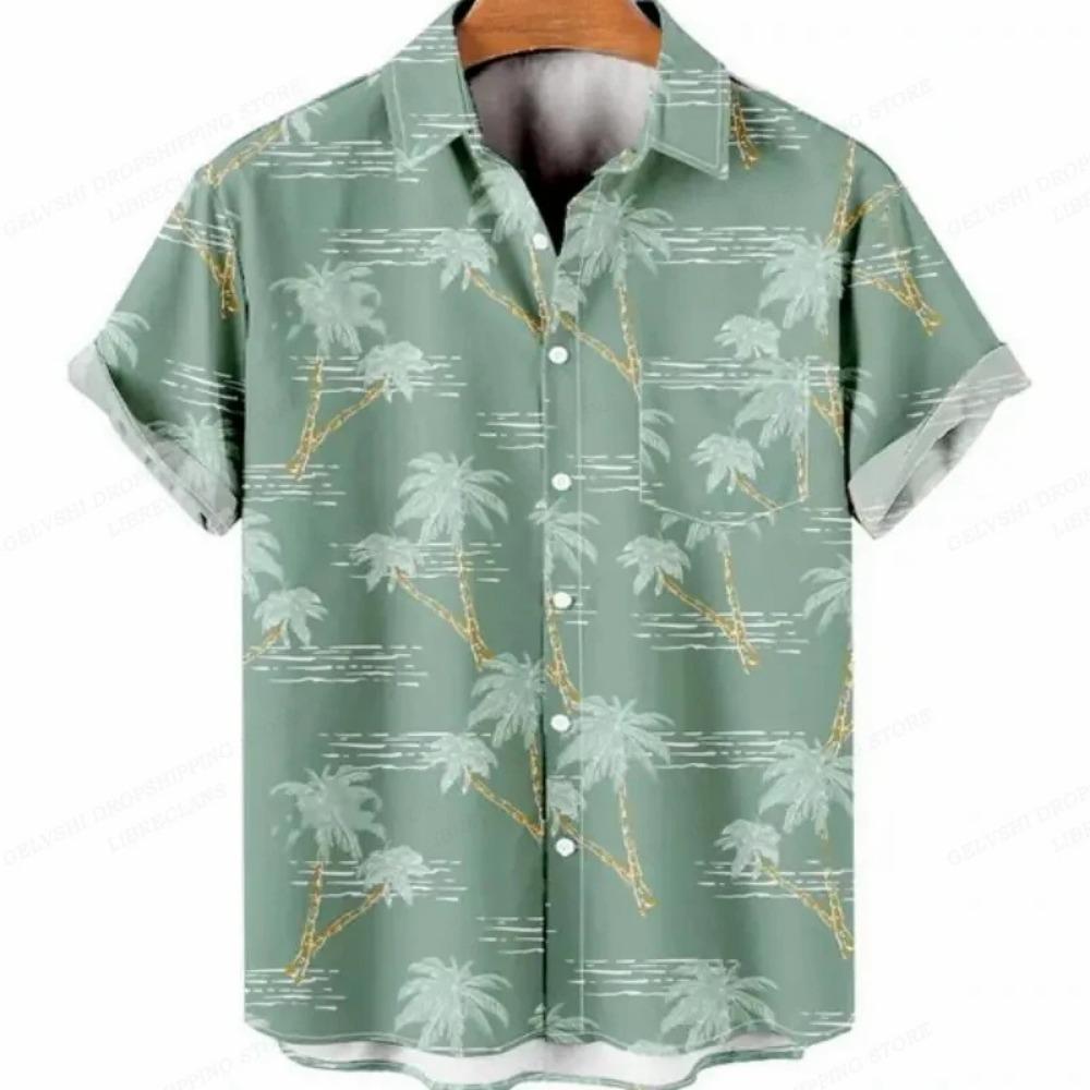 Рубашка Hawaii Summer Coconut с 3D-принтом на воротнике для мужчин, повседневная, модная, удобная, однобортная, пляжная одежда