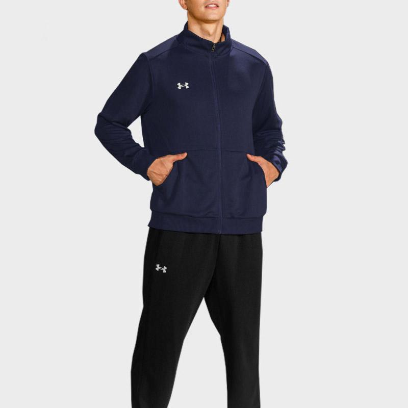 Under Armour Logo Knit Long Sleeve Half High Neck Jacket And Cuffed Pants Casual Sports Set Unisex Sets 23600304-409+23600703-001