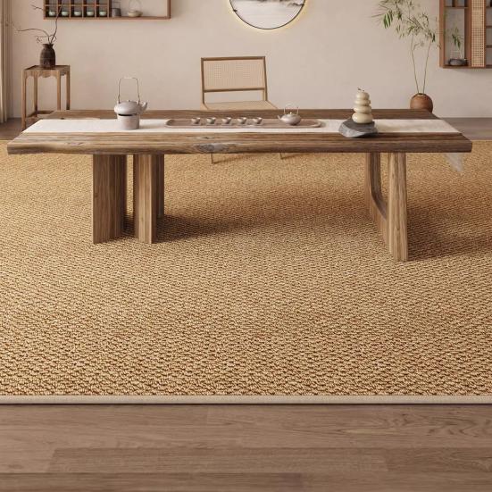 jijijing Solid Color Area Rug, Rustic Living Room Minimalist Floor Mat with Anti-Slip Backing, Indoor Carpet for Bedroom Tea