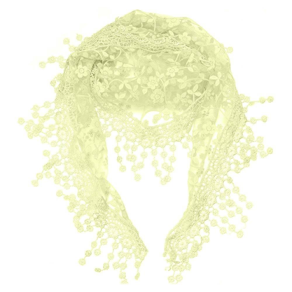 Sun Protection Sunscreen Triangle Scarf Floral Lace Hollow Out Silk Hijab Tassel Shawls Scarves