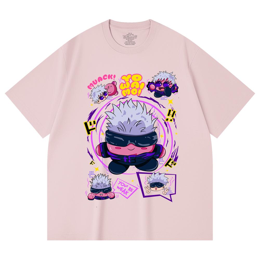 230 г/м² 100% хлопок Jujutsu Kaisen V41 Kirby Gojo Принт Унисекс Тяжелая хлопковая футболка
