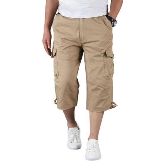 Мужские брюки длиной до икр, свободные брюки-карго с затягивающимся шнурком, летние повседневные спортивные брюки с несколькими карманами на молнии для повседневной носки, для спорта и улицы