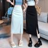 Irregular Slit Pleated Long Skirt - Spring & Autumn 2024, Women's High-Waist A-Line