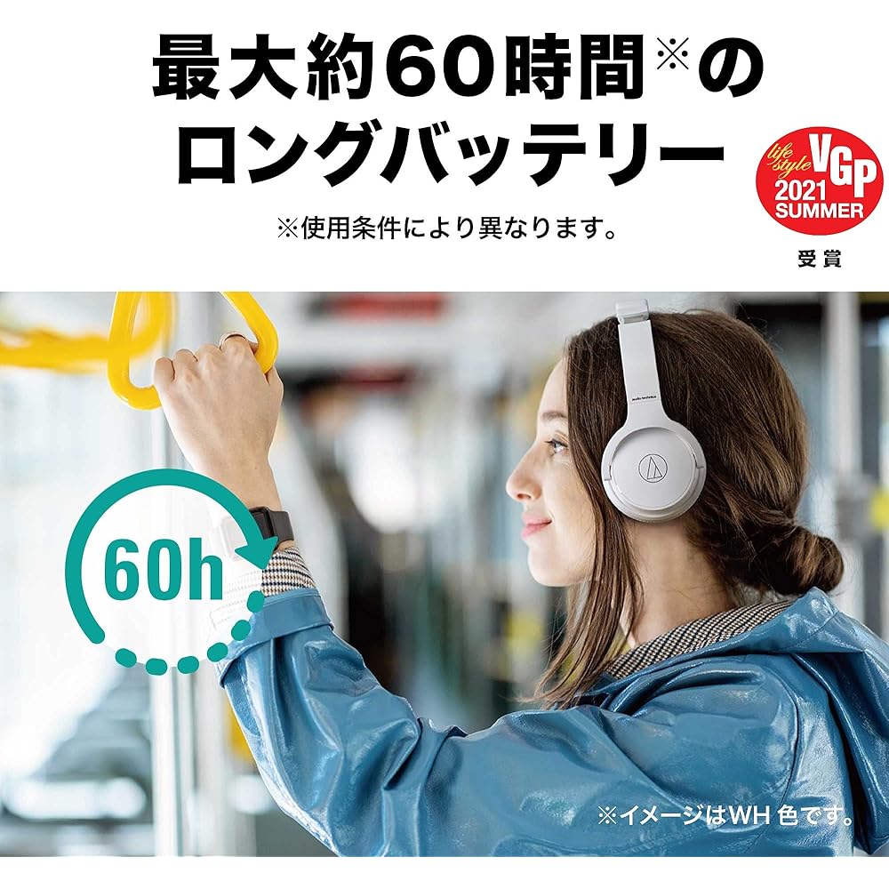 Audio-Technica ATH-S220BT WH Wireless Headphones, Bluetooth, Up to 60 Hours Playback, Fast Charging, Low Latency Mode, Multipoint Support, On-Ear Head