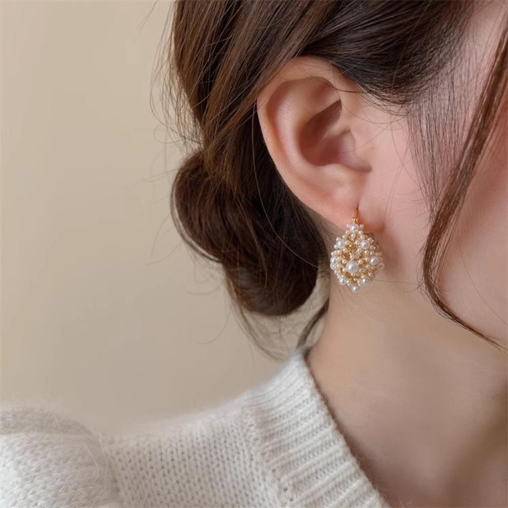 Personality Drop Earrings Pearl Ear Buckle Ear Hook Simple Pearl Earrings  Wedding