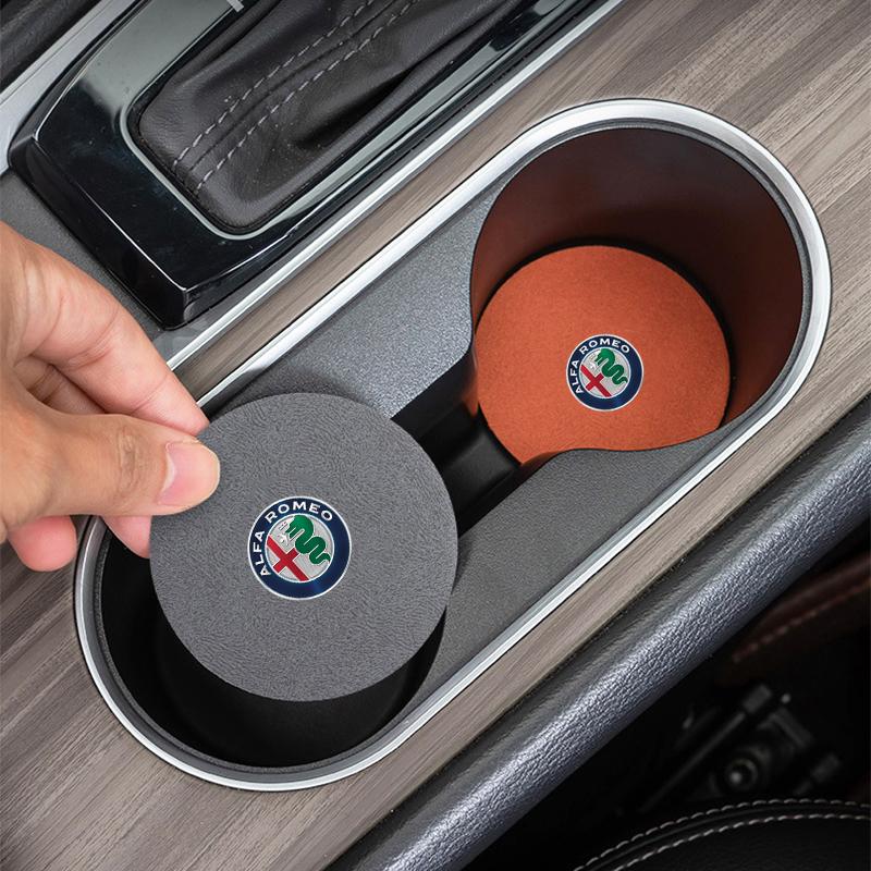 LMRGZ1 For Alfa Romeo Car Anti-slip Water Cup Heat Insulation Mat Suede Decor Coaster For Alfa Romeo Giulietta GT 159 147 156 Mito Brer