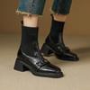 Мягкая кожаная круглая голова огромные удобные вязаные носки и сапоги для женщин 0000 новые толстоподошвенные универсальные короткие сапоги плюс осень и зима