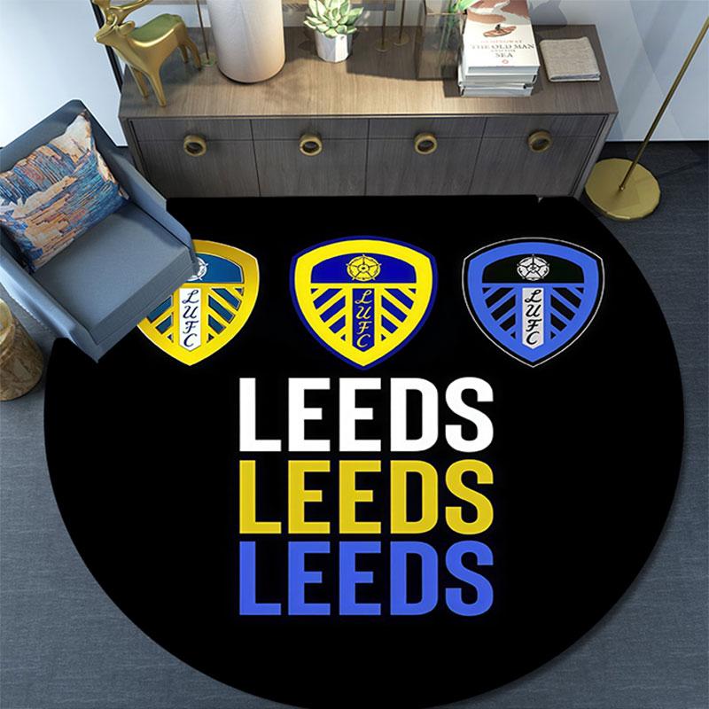 Leeds United logo pattern round rug,Carpet Rug for Living Room Bedroom Playroom ,Non-slip Floor Mat,Holiday Gifts and Birthday Gifts.