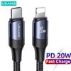 USAMS PD20W 3A Fast Charge Data Cable Type C To Lightning Braided Phone Cable For iPhone 14 13 12 11 Mini Pro Max X Xs Xr 8 Plus