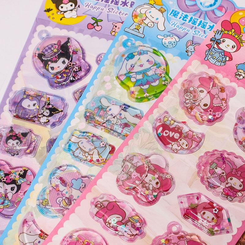 3D Стикеры Кавайи Sanrio Школьник Канцелярские товары Черный Рис Моя Мелодия Стикеры Стич Блокнот Дневник Ручная Декорация