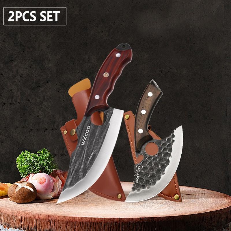 WXCOO Stainless Steel Kitchen Knives Handmade Forged Cleaver Boning Knife Fruit Vegetable Cutter Utility Knife DIY Bottle Opener