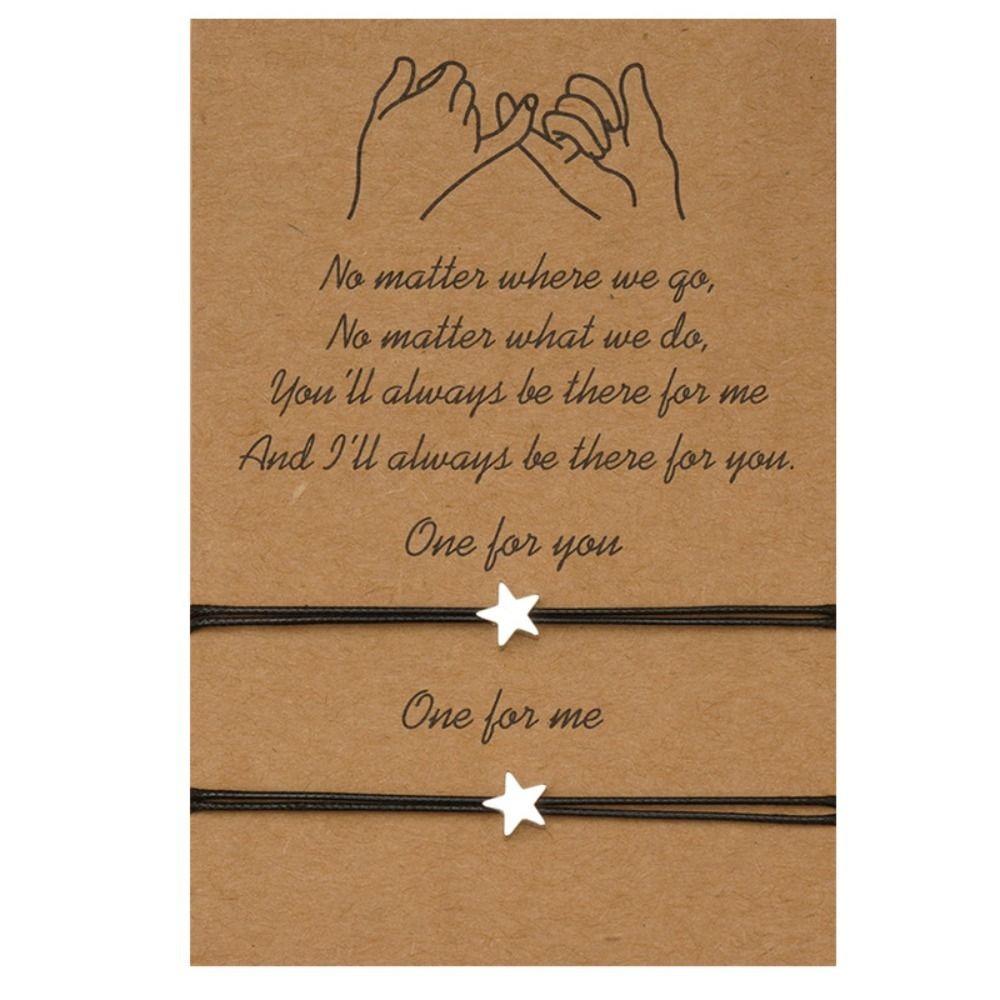 2 шт. Браслет-карточка дружбы со звездой, регулируемый, для пары, новые браслеты с маленьким сердечком, мужские