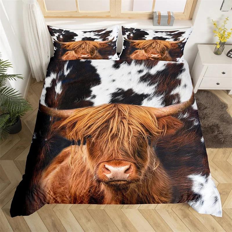 Пододеяльник с изображением животных из фермерской кожи King Microfiber Cowhide Printed, комплект постельного белья в стиле пэчворк для детей, мальчиков и девочек