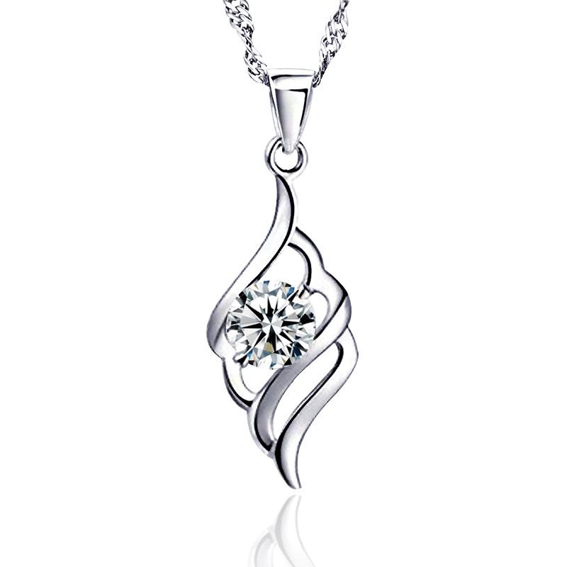 Ожерелье из стерлингового серебра 925 пробы с ангельским пером, украшения в корейском и европейском стиле, хрустальные подарки, Рождество.