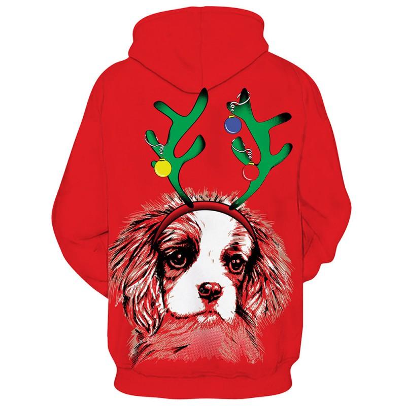 Mens Hooded Long Sleeve Pullover Sweatshirt With Digital Print Snowman Design Winter Holiday