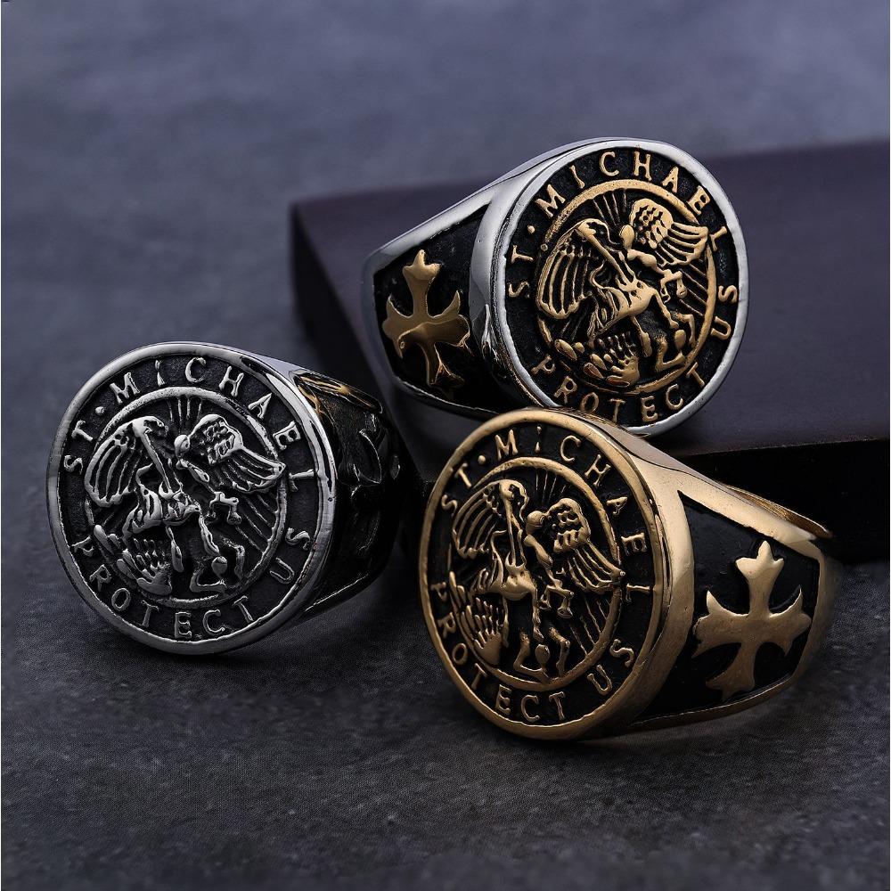 Винтажное кольцо из титановой стали Архангел для мужчин Стильное прочное титановое кольцо